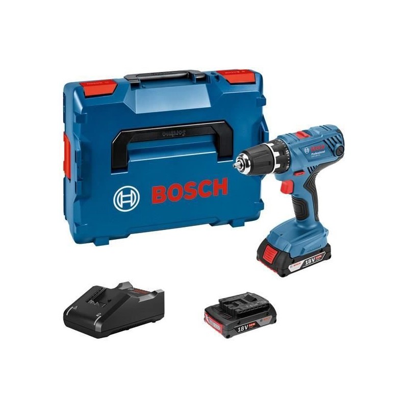 Perceuse visseuse sans fil Bosch GSR 18V-21 + 2 batteries 2Ah + charge Perceuse visseuse sans fil Bosch GSR 18V-21 + 2 batteries 2Ah + charge