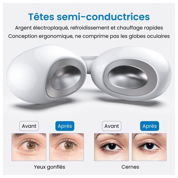 Masque oculaire chaud et froid - RENPHO - Eyespa Pods G009 - 3 modes - Température 20 a 39°C - Blanc