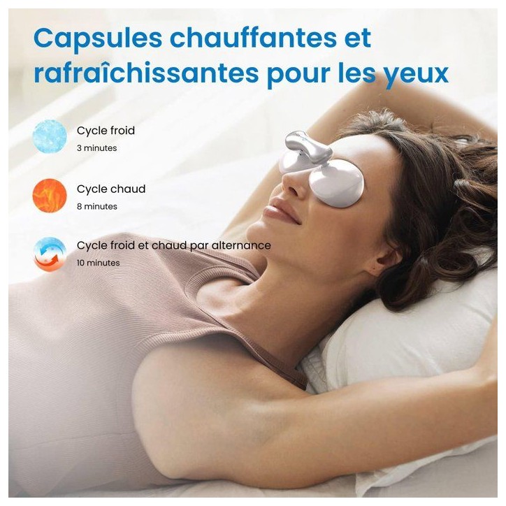 Masque oculaire chaud et froid - RENPHO - Eyespa Pods G009 - 3 modes - Température 20 a 39°C - Blanc