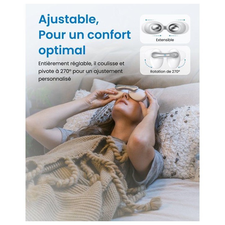 Masque oculaire chaud et froid - RENPHO - Eyespa Pods G009 - 3 modes - Température 20 a 39°C - Blanc