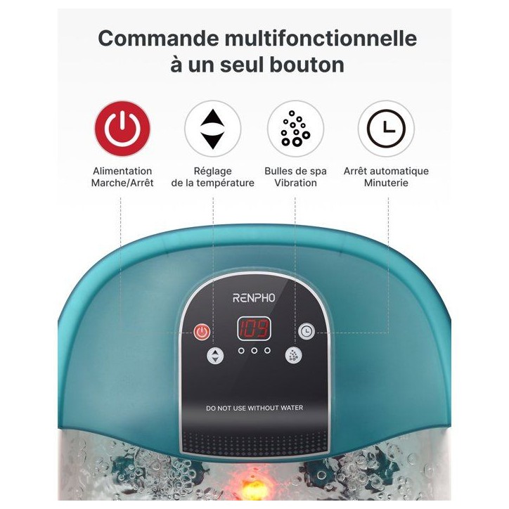 Hydromasseur de pieds - RENPHO - Foot Spa Bath Massager X002 - Bulles - Vibrations - Température réglable