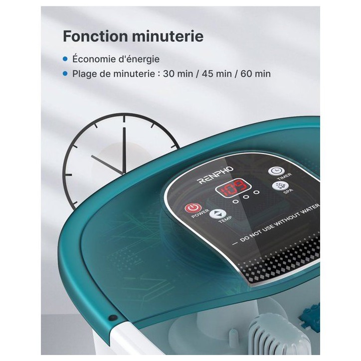 Hydromasseur de pieds - RENPHO - Foot Spa Bath Massager X002 - Bulles - Vibrations - Température réglable