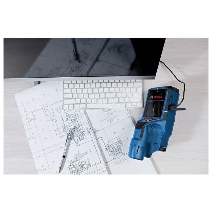 Détecteur mural Bosch Professional D-Tect 200 C avec 1 batterie 12V 2,0Ah, chargeur, câble USB-C, dragonne, en L-Boxx - 060108
