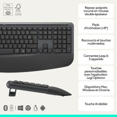 Ensemble Clavier Souris - Sans fil - Logitech - Signature Comfort Plus MK880 - Graphite