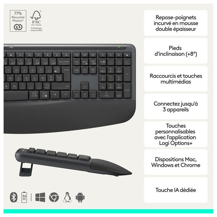 Ensemble Clavier Souris - Sans fil - Logitech - Signature Comfort Plus MK880 - Graphite Ensemble Clavier Souris - Sans fil - Logitech - Signature Comfort Plus MK880 - Graphite