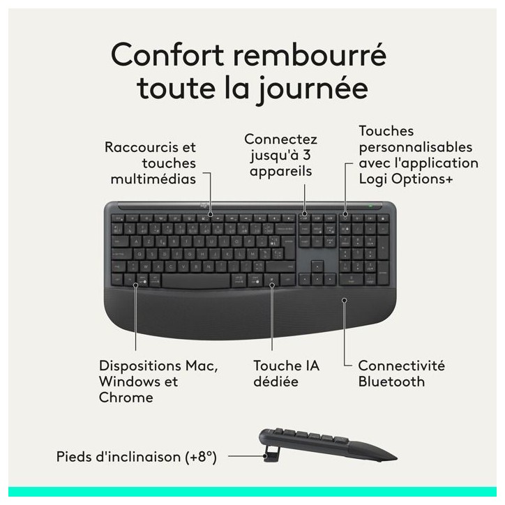 Ensemble Clavier Souris - Sans fil - Logitech - Signature Comfort Plus MK880 - Graphite Ensemble Clavier Souris - Sans fil - Logitech - Signature Comfort Plus MK880 - Graphite