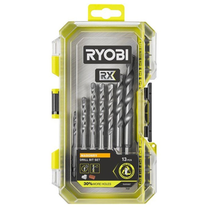 Coffret forets béton RX - RYOBI - RARXM7 - 7 forets - Compatible LINK Coffret forets béton RX - RYOBI - RARXM7 - 7 forets - Compatible LINK