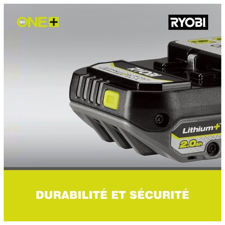 Kit batterie et chargeur - RYOBI - RC18120A-120CG - Lithium+ 18V - Batterie 2,0Ah - Chargeur inclus