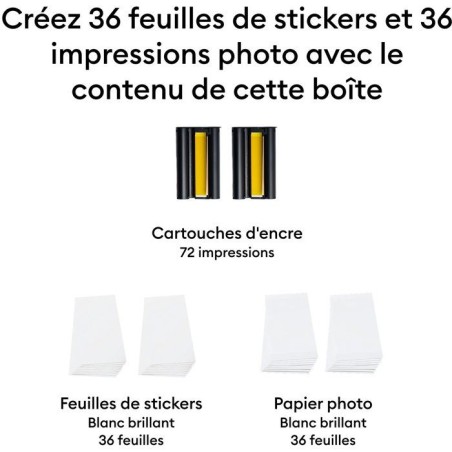 Pack stickers et papier photo - CRICUT - StickerPix Print + Cut - 72 feuilles - 2 cartouches d'encre
