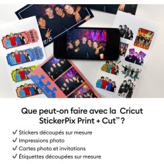 Imprimante et découpeuse stickers - CRICUT - StickerPix Print + Cut - Pack Essentiels - 36 feuilles - Cartouche incluse
