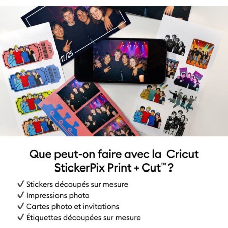 Imprimante et découpeuse stickers - CRICUT - StickerPix Print + Cut - Pack Essentiels - 36 feuilles - Cartouche incluse