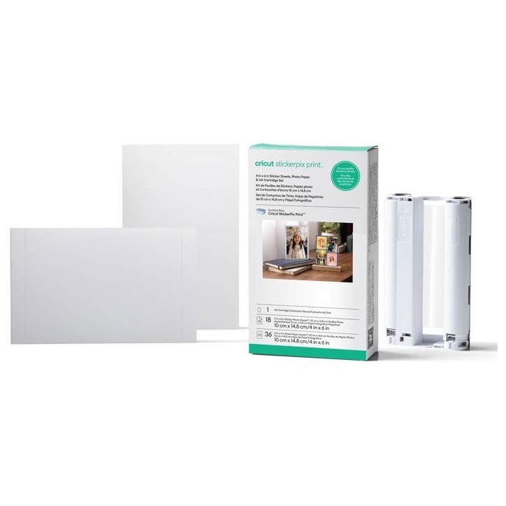 Pack stickers et papier photo - CRICUT - StickerPix Print - 54 feuilles - Cartouche d'encre incluse