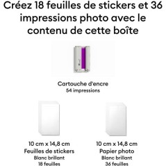 Pack stickers et papier photo - CRICUT - StickerPix Print - 54 feuilles - Cartouche d'encre incluse