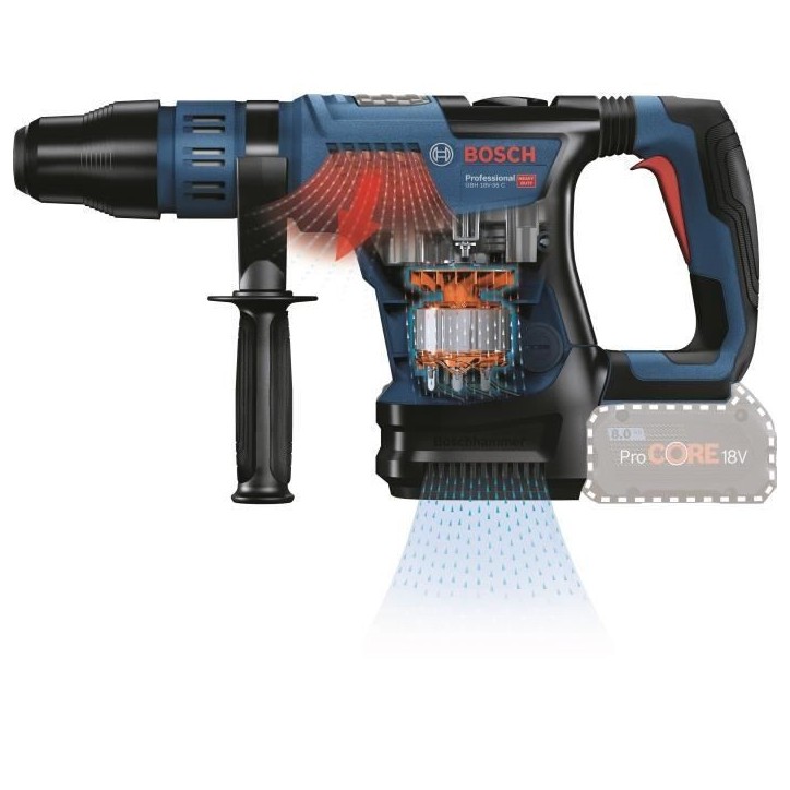 Perforateur SDS-Max Bosch Professional Biturbo 18V-36C GBH + 7J, 0-2900 cps/min (sans batterie ni chargeur) + Coffret – 061191