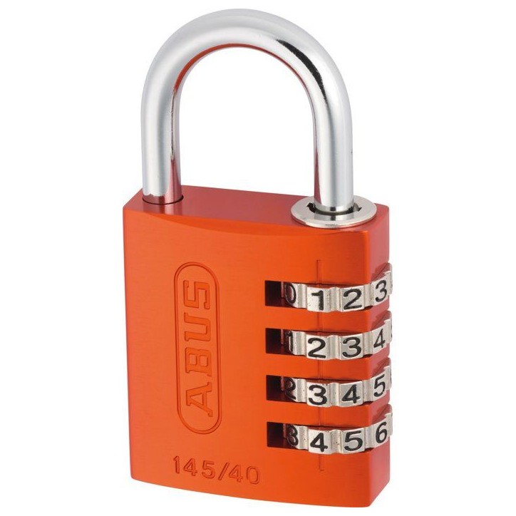 Cadenas a combinaison - ABUS - 145/40 - 4 chiffres - Aluminium orange - Résistant Cadenas a combinaison - ABUS - 145/40 - 4 chiffres - Aluminium orange - Résistant