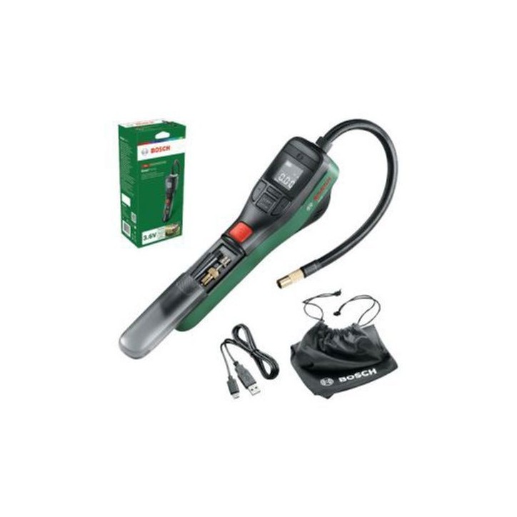 pompe a air comprimé sans fil BOSCH Easypump 3,6V - pour gonfler pneus (vélo, voiture, moto) ballons avec sac textile 06039470