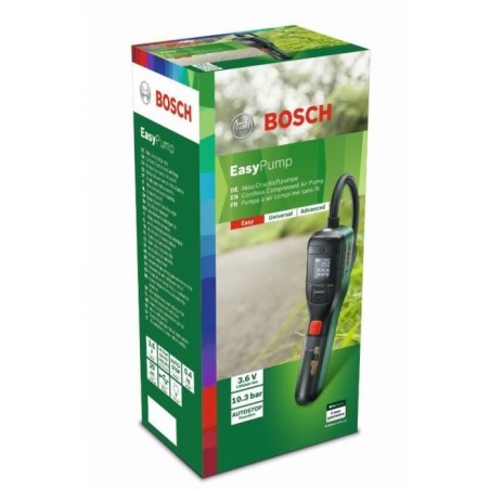 pompe a air comprimé sans fil BOSCH Easypump 3,6V - pour gonfler pneus (vélo, voiture, moto) ballons avec sac textile 06039470