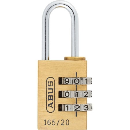 Cadenas a combinaison - ABUS - 165/20 - 3 chiffres - Laiton massif - A