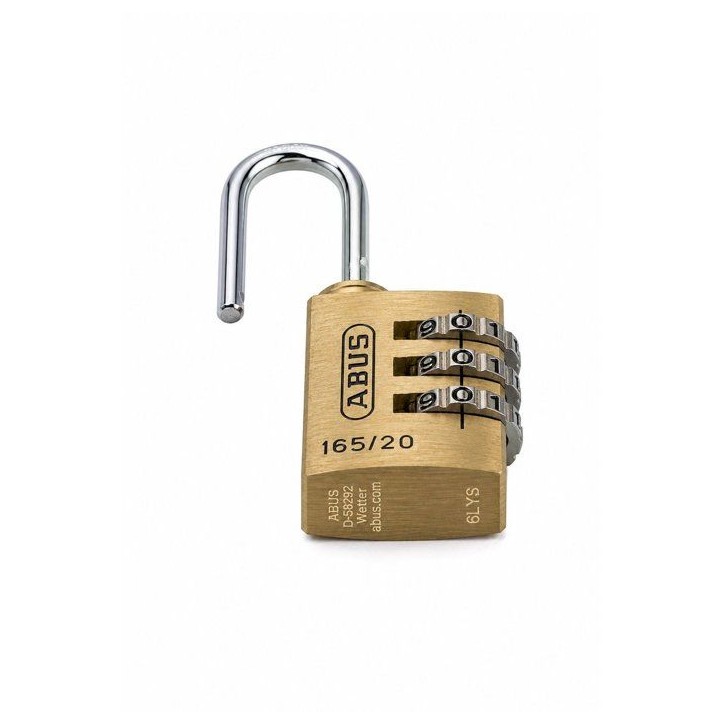 Cadenas a combinaison - ABUS - 165/20 - 3 chiffres - Laiton massif - Anse acier Cadenas a combinaison - ABUS - 165/20 - 3 chiffres - Laiton massif - Anse acier