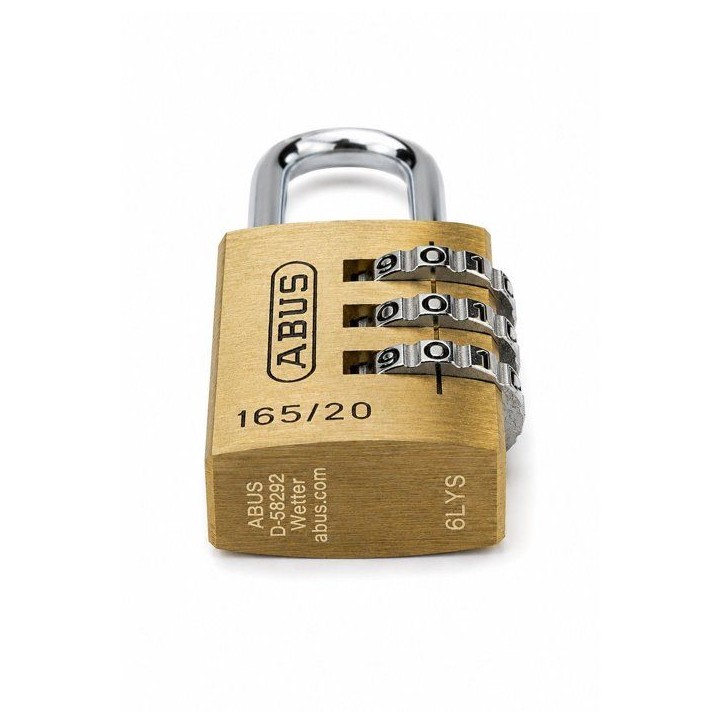 Cadenas a combinaison - ABUS - 165/20 - 3 chiffres - Laiton massif - Anse acier Cadenas a combinaison - ABUS - 165/20 - 3 chiffres - Laiton massif - Anse acier