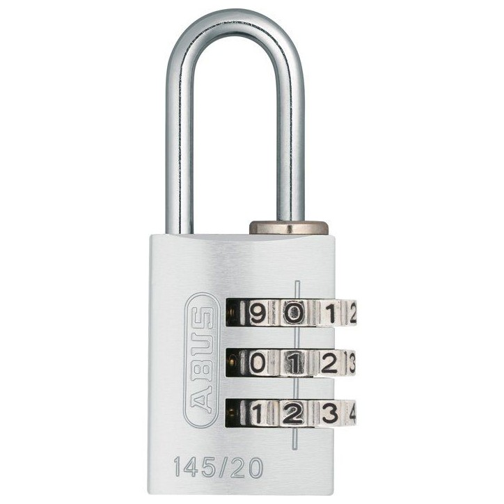 Cadenas a combinaison - ABUS - 145/20 - 3 chiffres - Aluminium argent - Compact et léger Cadenas a combinaison - ABUS - 145/20 - 3 chiffres - Aluminium argent - Compact et léger
