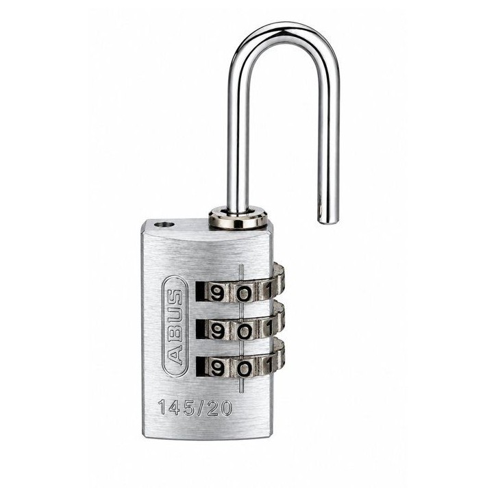 Cadenas a combinaison - ABUS - 145/20 - 3 chiffres - Aluminium argent - Compact et léger Cadenas a combinaison - ABUS - 145/20 - 3 chiffres - Aluminium argent - Compact et léger
