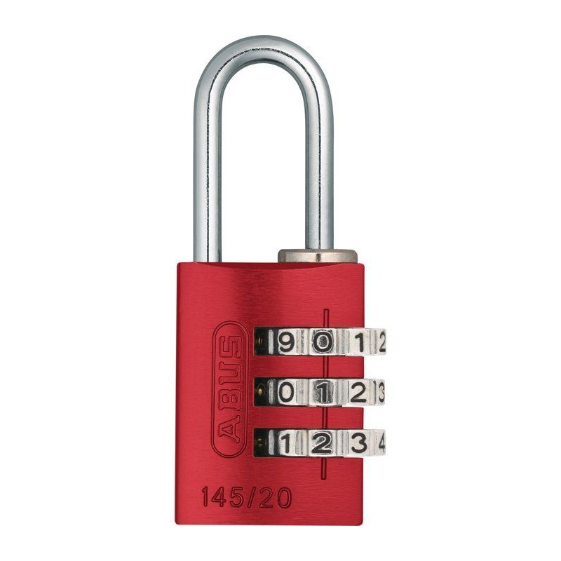 Cadenas a combinaison - ABUS - 145/20 - 3 chiffres - Aluminium rouge -