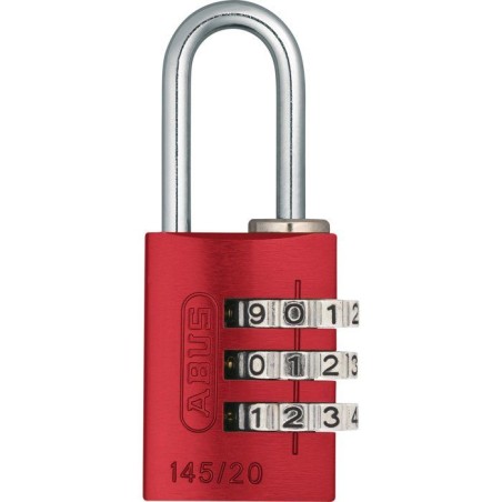 Cadenas a combinaison - ABUS - 145/20 - 3 chiffres - Aluminium rouge -