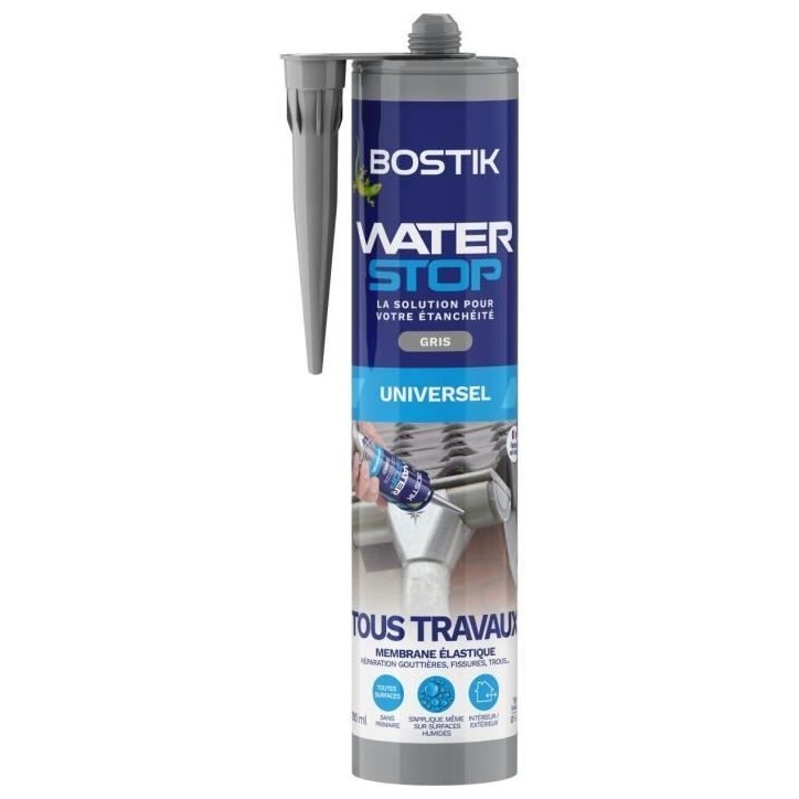 Membrane d'étanchéité - BOSTIK - Waterstop - Réparation fuites - Cartouche 290 ml - Gris