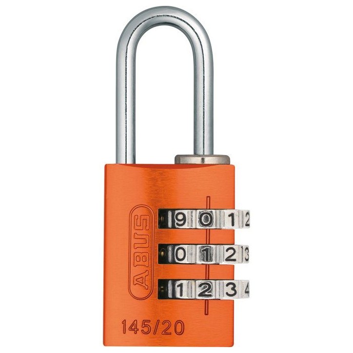 Cadenas a combinaison - ABUS - 145/20 - 3 chiffres - Aluminium orange - Sans clé Cadenas a combinaison - ABUS - 145/20 - 3 chiffres - Aluminium orange - Sans clé