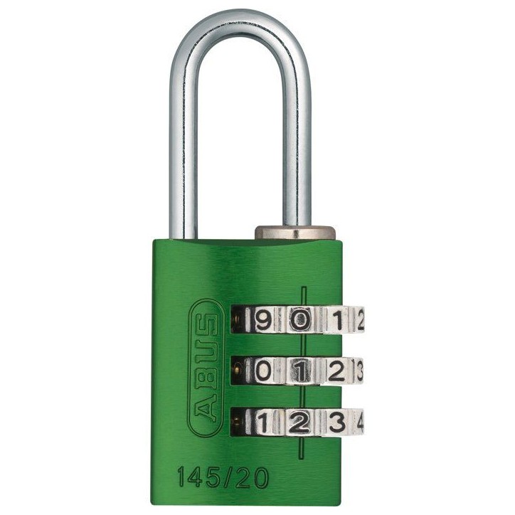 Cadenas a combinaison - ABUS - 145/20 - 3 chiffres - Aluminium vert - Usage quotidien