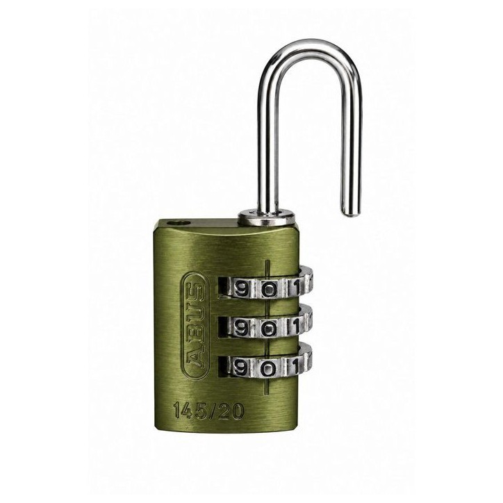 Cadenas a combinaison - ABUS - 145/20 - 3 chiffres - Aluminium vert - Usage quotidien