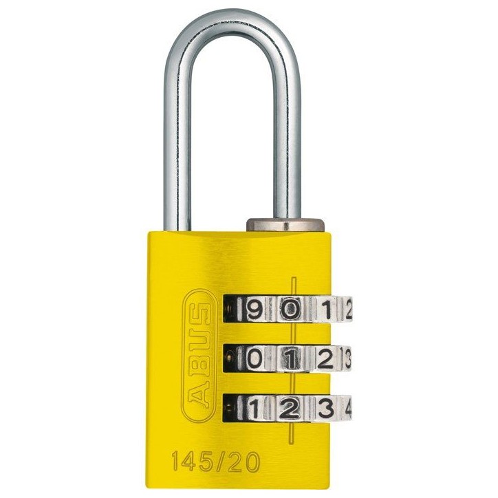 Cadenas a combinaison - ABUS - 145/20 - 3 chiffres - Aluminium jaune - Compact et léger