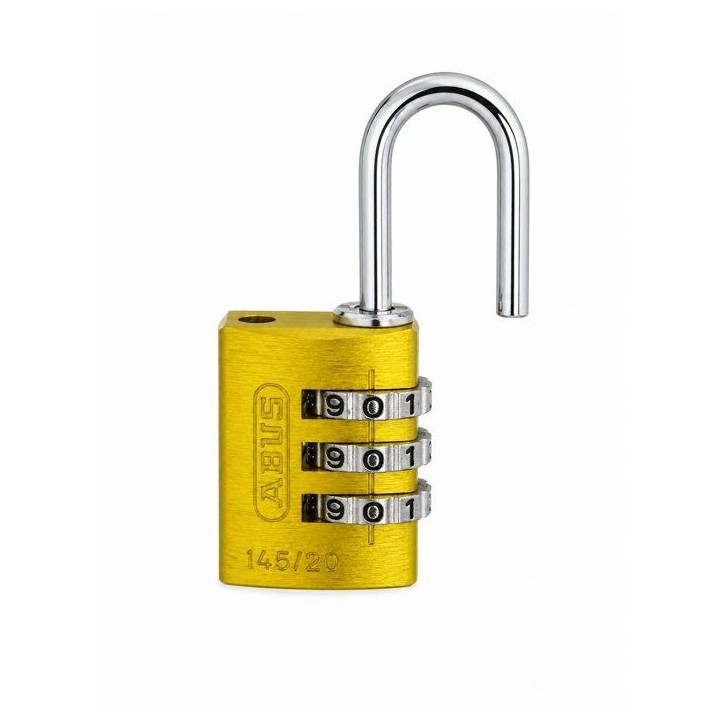 Cadenas a combinaison - ABUS - 145/20 - 3 chiffres - Aluminium jaune - Compact et léger