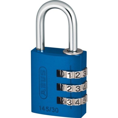 Cadenas a combinaison - ABUS - 145/30 - 3 chiffres - Aluminium bleu - Compact et robuste