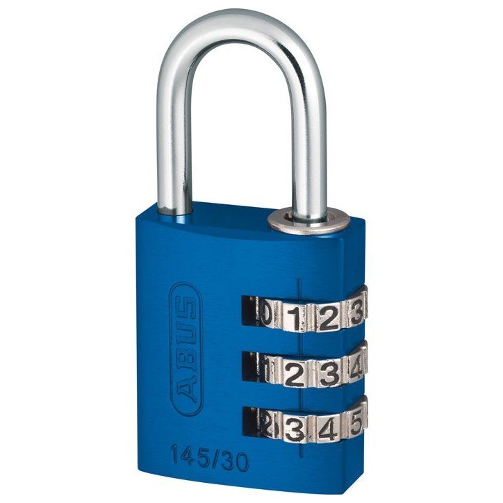 Cadenas a combinaison - ABUS - 145/30 - 3 chiffres - Aluminium bleu - Compact et robuste