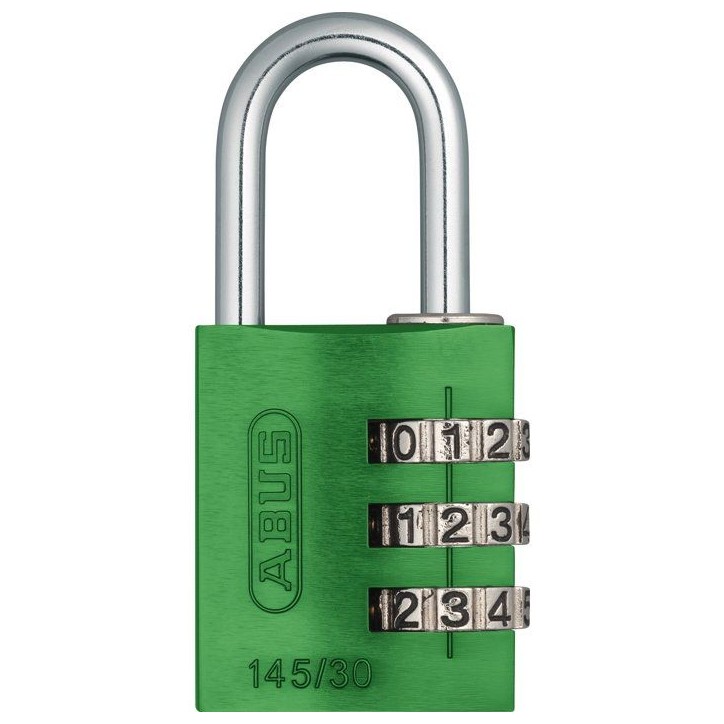 Cadenas a combinaison - ABUS - 145/30 - 3 chiffres - Aluminium vert - Usage voyage