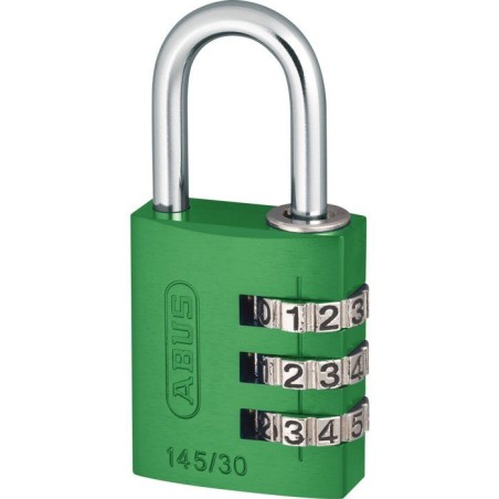 Cadenas a combinaison - ABUS - 145/30 - 3 chiffres - Aluminium vert - Usage voyage