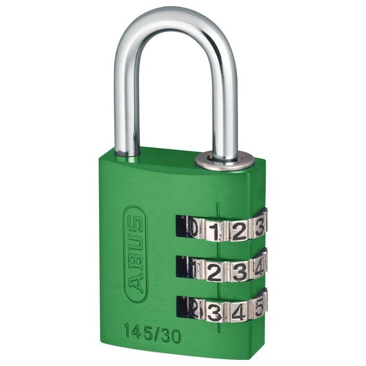 Cadenas a combinaison - ABUS - 145/30 - 3 chiffres - Aluminium vert - Usage voyage