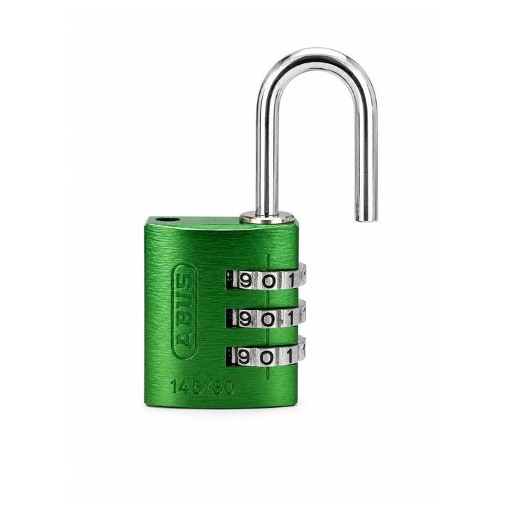 Cadenas a combinaison - ABUS - 145/30 - 3 chiffres - Aluminium vert - Usage voyage