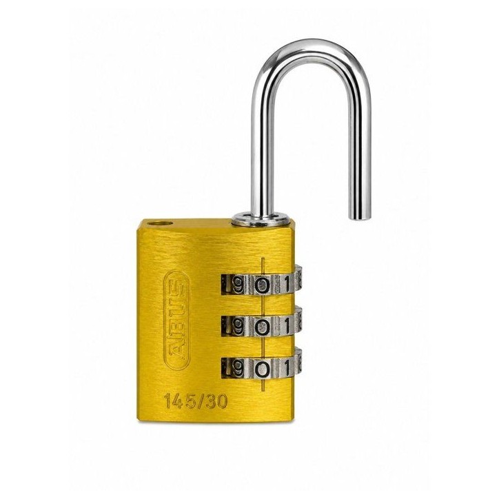 Cadenas a combinaison - ABUS - 145/30 - 3 chiffres - Aluminium jaune - Facile a utiliser