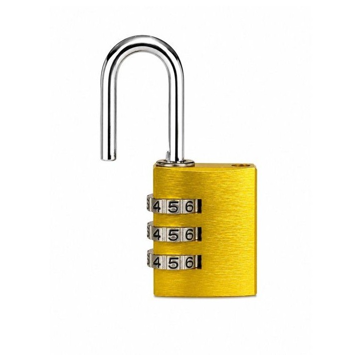 Cadenas a combinaison - ABUS - 145/30 - 3 chiffres - Aluminium jaune - Facile a utiliser
