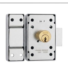 Verrou de porte - ABUS - V83 CB 40 F9 - a bouton - Acier brossé - Cof