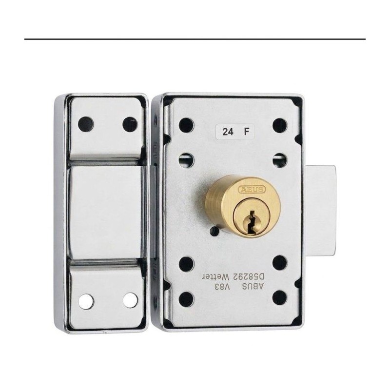 Verrou de porte - ABUS - V83 CB 40 F9 - a bouton - Acier brossé - Cof