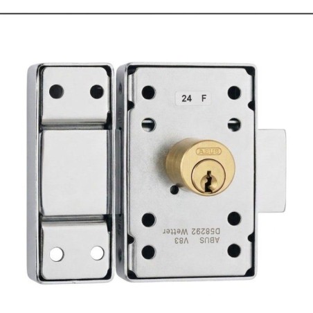 Verrou de porte - ABUS - V83 CB 40 F9 - a bouton - Acier brossé - Cof