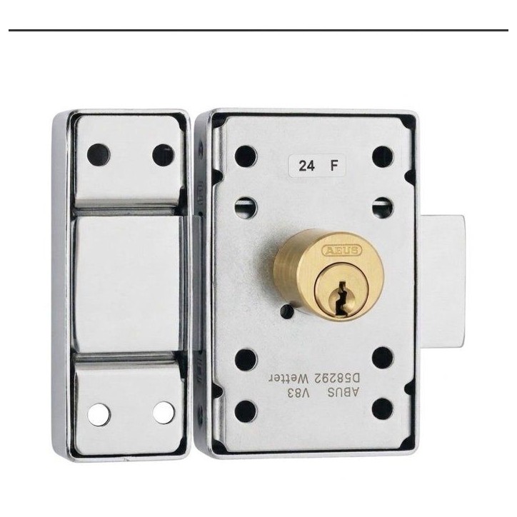Verrou de porte - ABUS - V83 CB 40 F9 - a bouton - Acier brossé - Coffre acier Verrou de porte - ABUS - V83 CB 40 F9 - a bouton - Acier brossé - Coffre acier