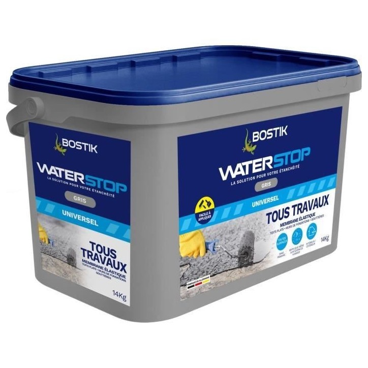 Membrane d'étanchéité - BOSTIK - Waterstop - Réparation fuites - Seau 14 kg - Gris