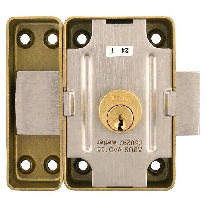 Verrou de porte - ABUS - VAD136 CB 45 - a bouton - Bronze - Entraxe 45 x 76 mm Verrou de porte - ABUS - VAD136 CB 45 - a bouton - Bronze - Entraxe 45 x 76 mm