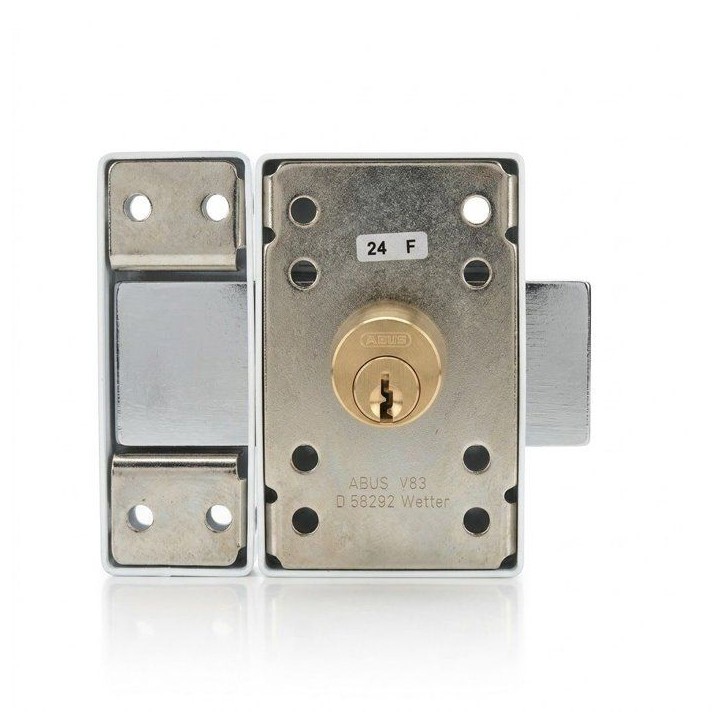 Verrou de porte - ABUS - V83 CB 45 W - a bouton - Blanc - Coffre acier Verrou de porte - ABUS - V83 CB 45 W - a bouton - Blanc - Coffre acier