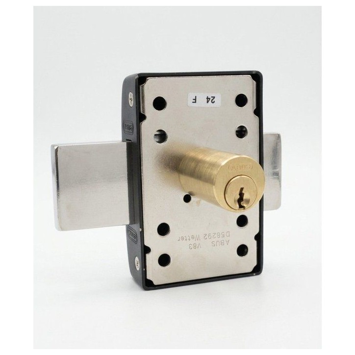 Verrou de porte - ABUS - V83 CB 45 BK - a bouton - Noir - Coffre acier